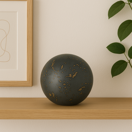 Ceramică - Bila decorativa ceramica cu accente aurii