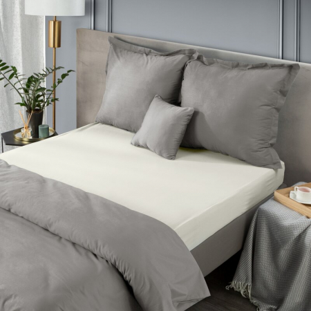 Cearceaf cu elastic 180x200+30 cm  Bumbac 100% Crem [6]