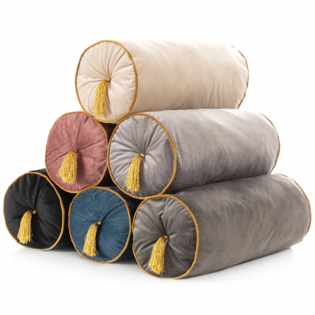 Perna decorativa cilindrica din catifea, roz – 20x45 cm [1]