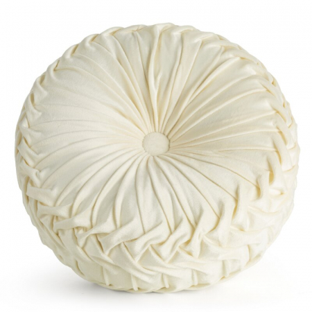 Pentru Dormitor - Pernă decorativă rotundă din catifea crem 40 cm