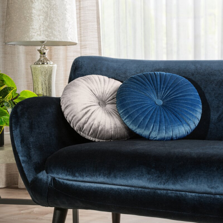 Perna decorativa rotunda din catifea – Crem, 40 cm [1]