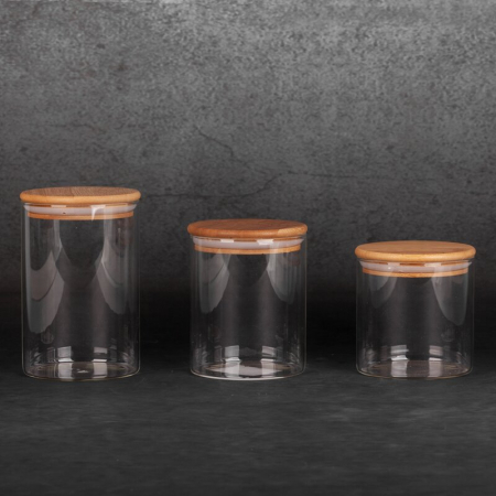 SET BORCANE DIN STICLA CU CAPAC DIN BAMBUS [1]