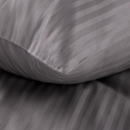 Set Lenjerie de pat din Damasc  3 Piese  100% Bumbac Gri Antracit [1]