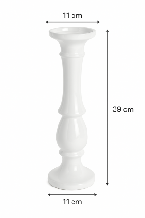 Suport Lumanare Ceramic Alb – 11x39 cm [2]