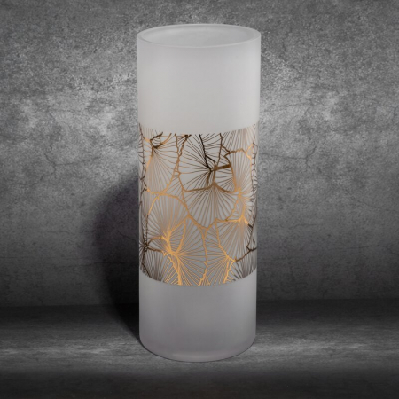 ⇢ Vaze - Vaza decorativa din sticla mata cu model floral auriu – 15x40 cm