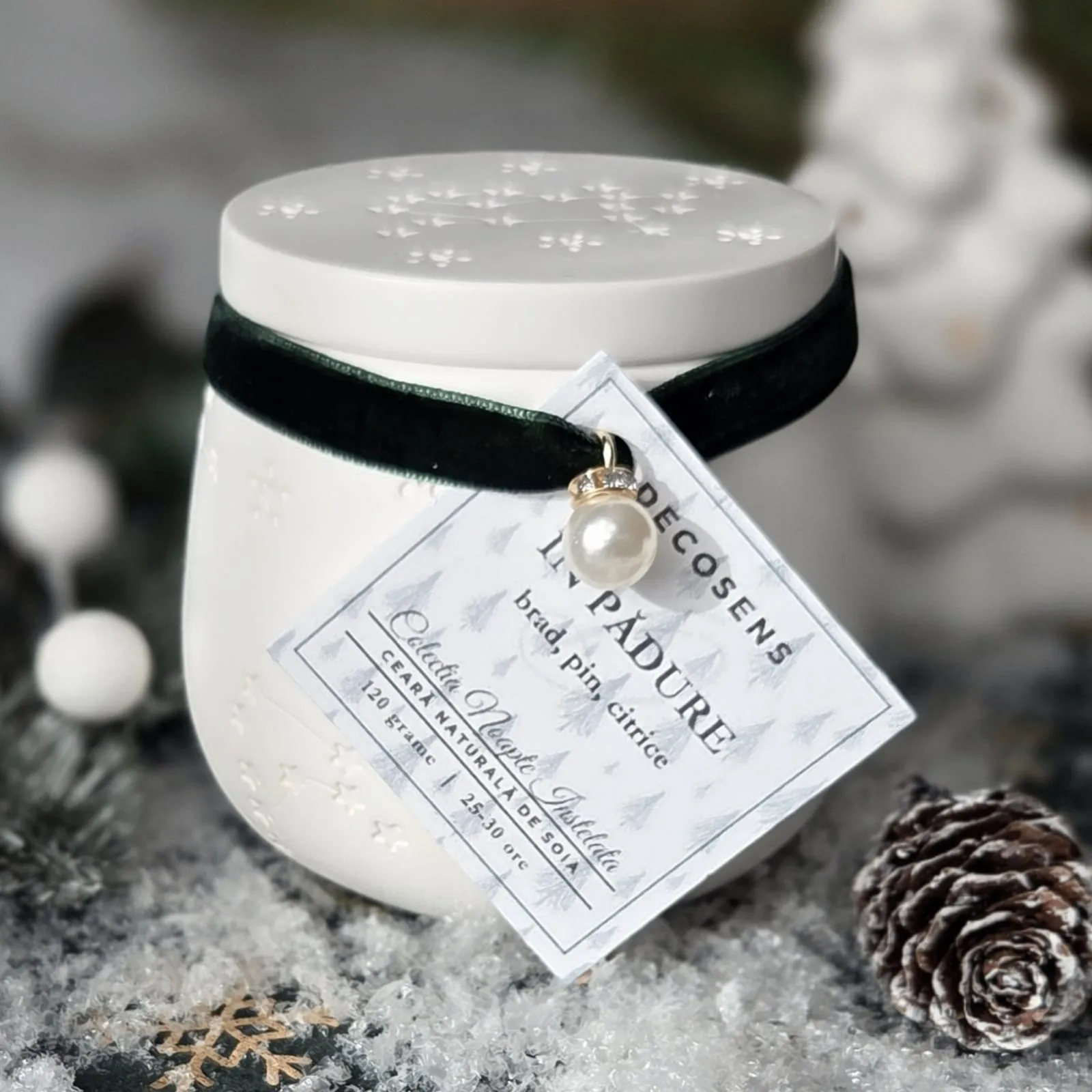 Lumanare parfumata In padure - brad, pin, citrice - ceramica alba [4]