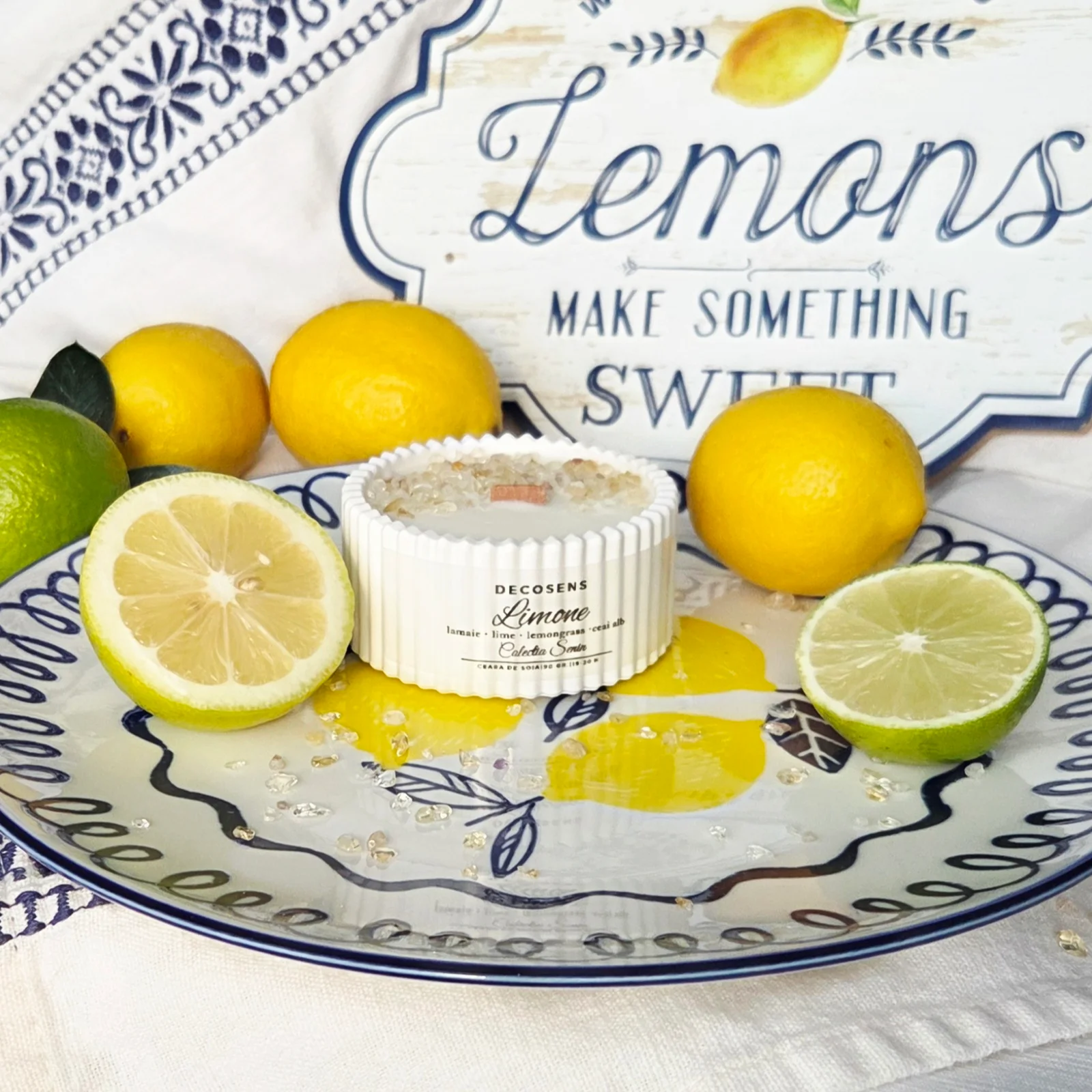 Lumanare parfumata naturala Limone - lamaie - lime - lemongrass - ceai alb - Colectia Senin [5]