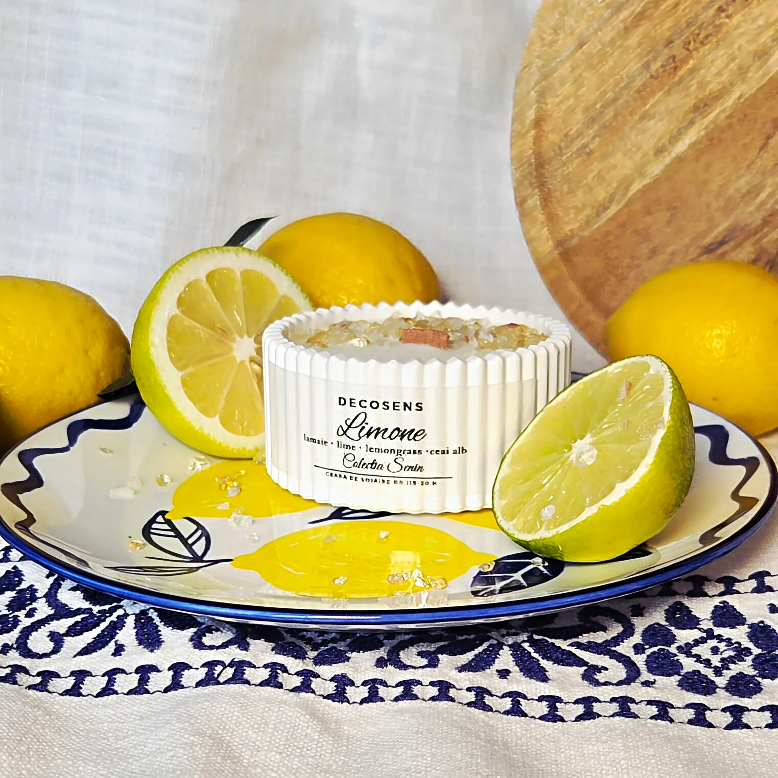 Lumanare parfumata naturala Limone - lamaie - lime - lemongrass - ceai alb - Colectia Senin [4]