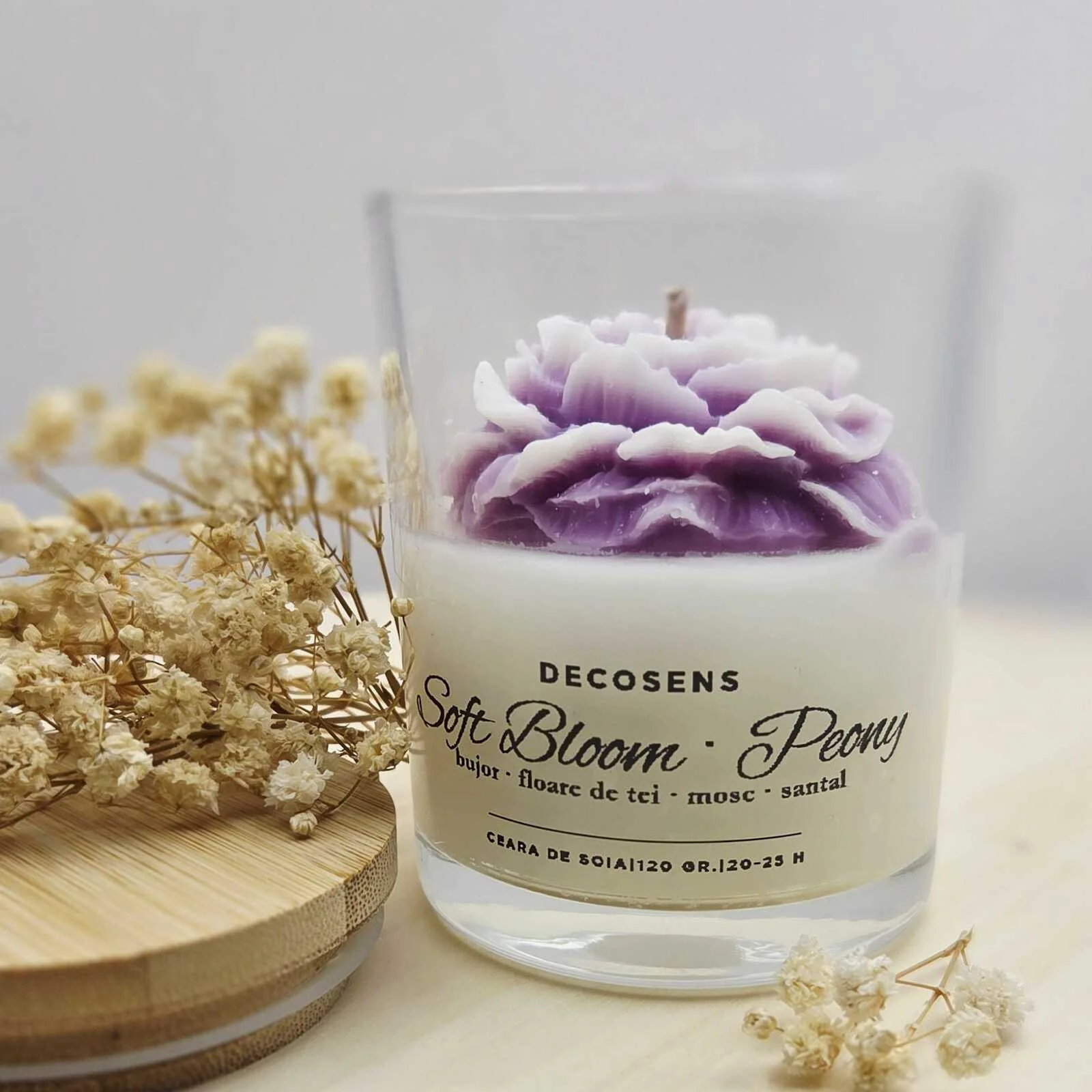 Lumânare parfumată Soft Bloom Peony bujor floare de tei mosc santal Decosens [3]