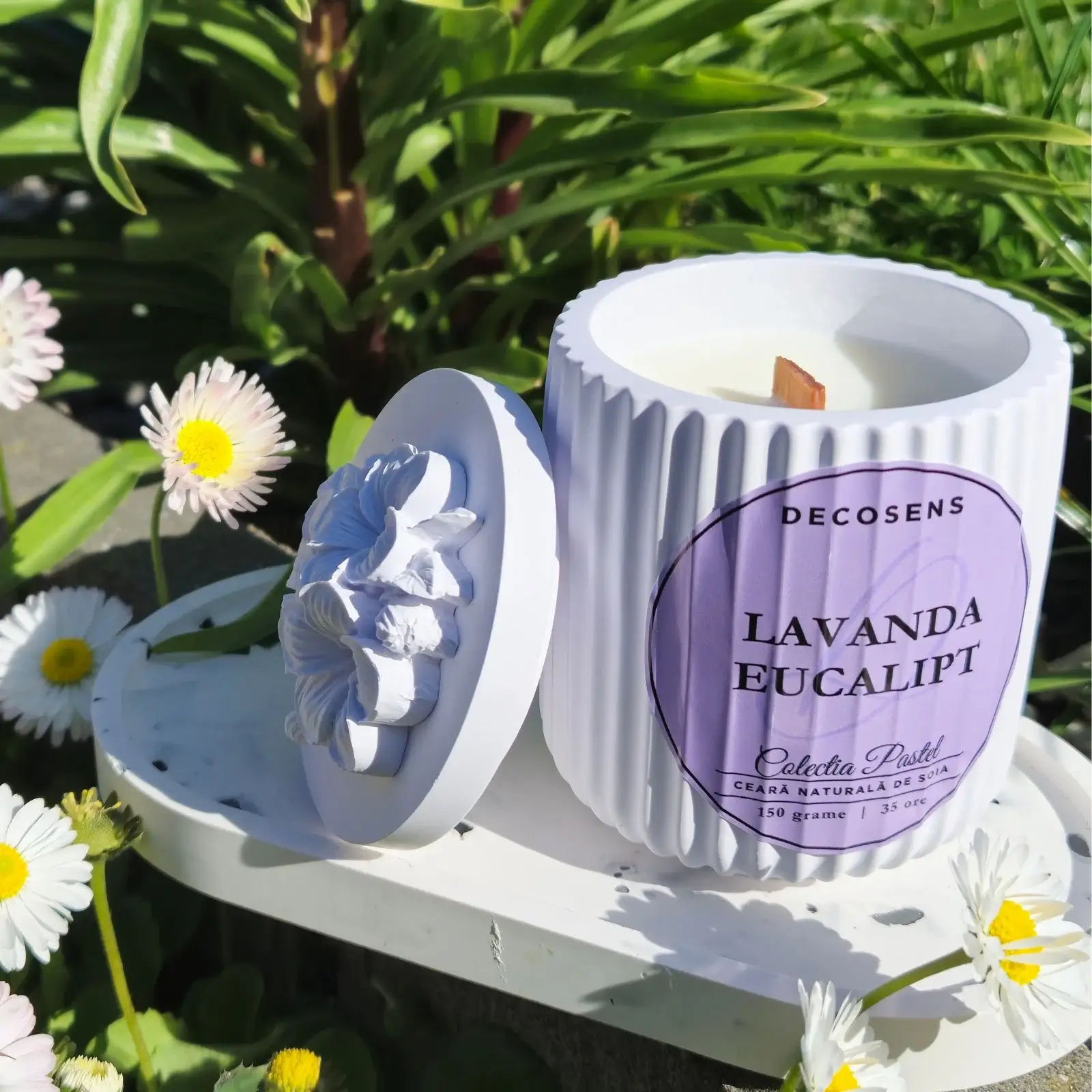 Lumanare parfumata „Lavandă - Eucalipt” Lavanda - Eucalipt - Colectia Pastel - 150 gr.