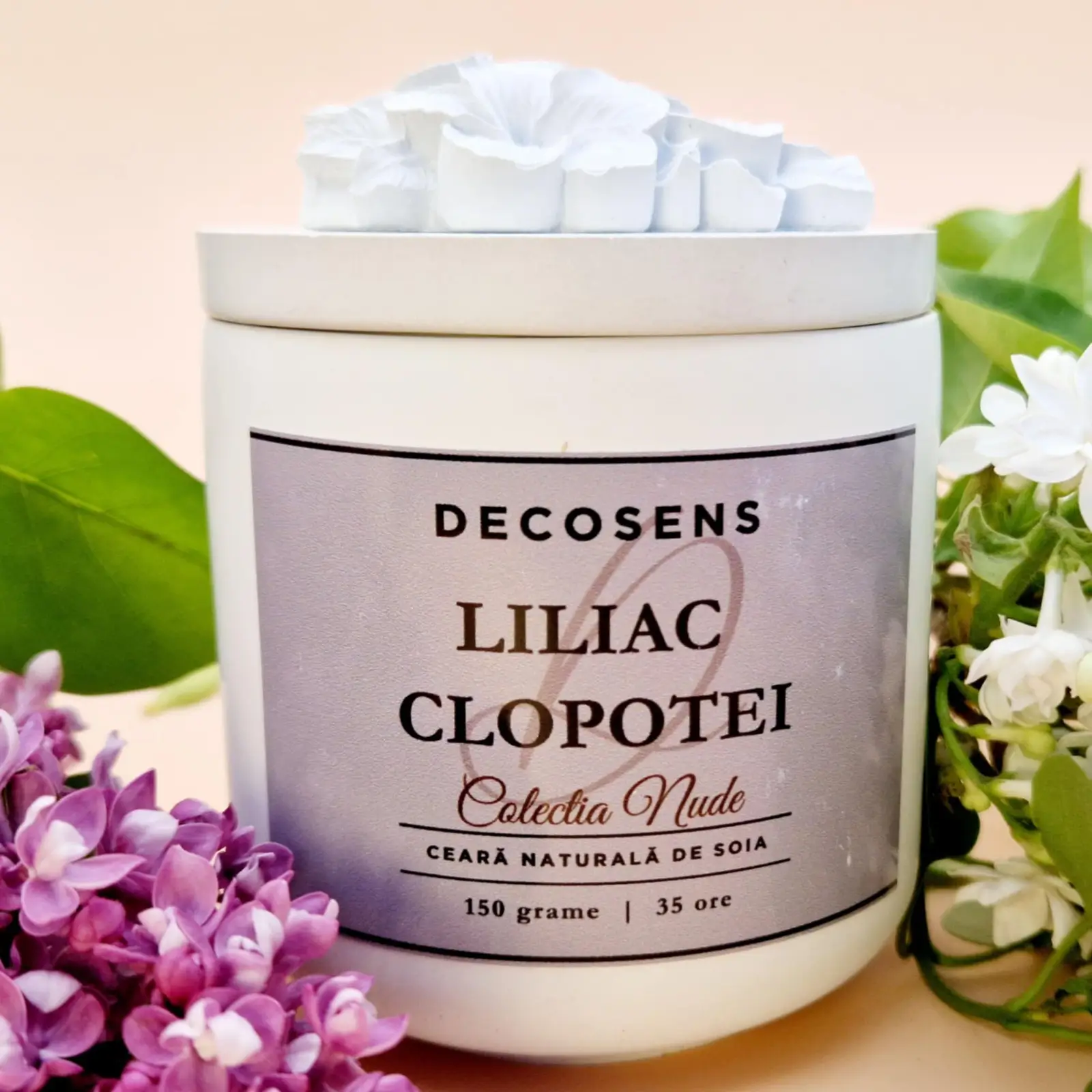 Primavara-Vara - Lumanare parfumata „Liliac-Clopotei” - Colectia Nude - 150 gr.