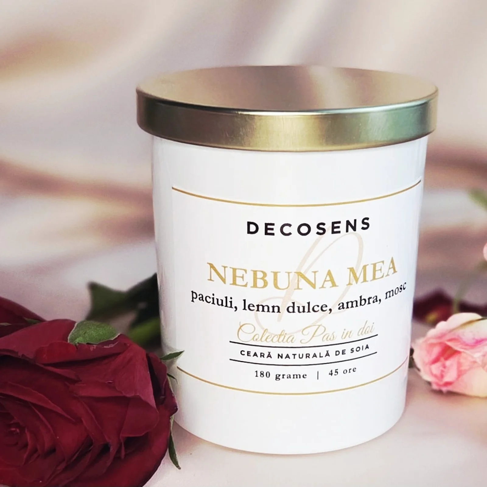 Colecția Pas în doi - lumânări parfumate romantice pentru cuplu - Lumanare parfumata Nebuna Mea – paciuli, lemn dulce, ambra, mosc