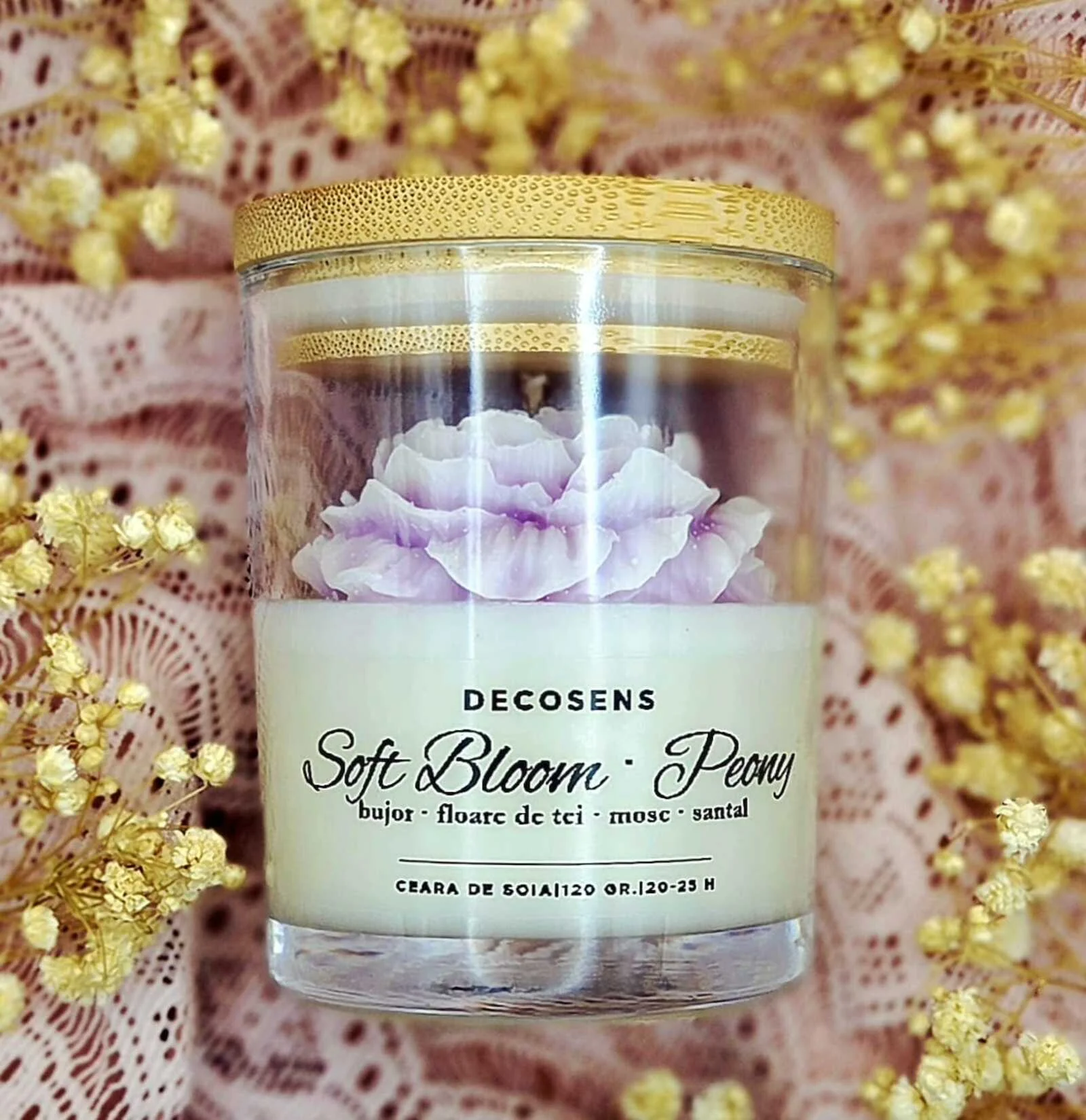 Lumanari Parfumate & Odorizante - Lumânare parfumată Soft Bloom Peony bujor floare de tei mosc santal Decosens