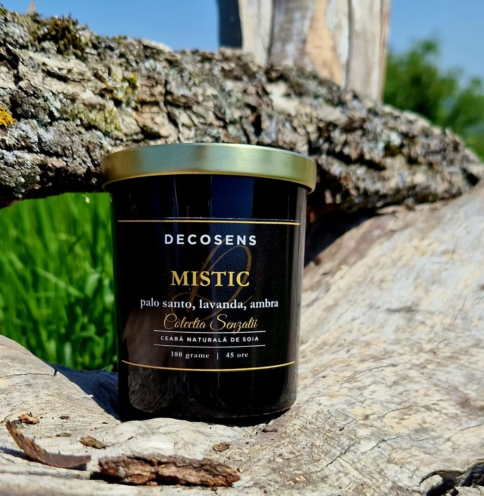Lumanari Parfumate & Odorizante - Lumânarea parfumată Mistic - palo santo, lavandă, ambră - Colecția Senzații - 180 gr.