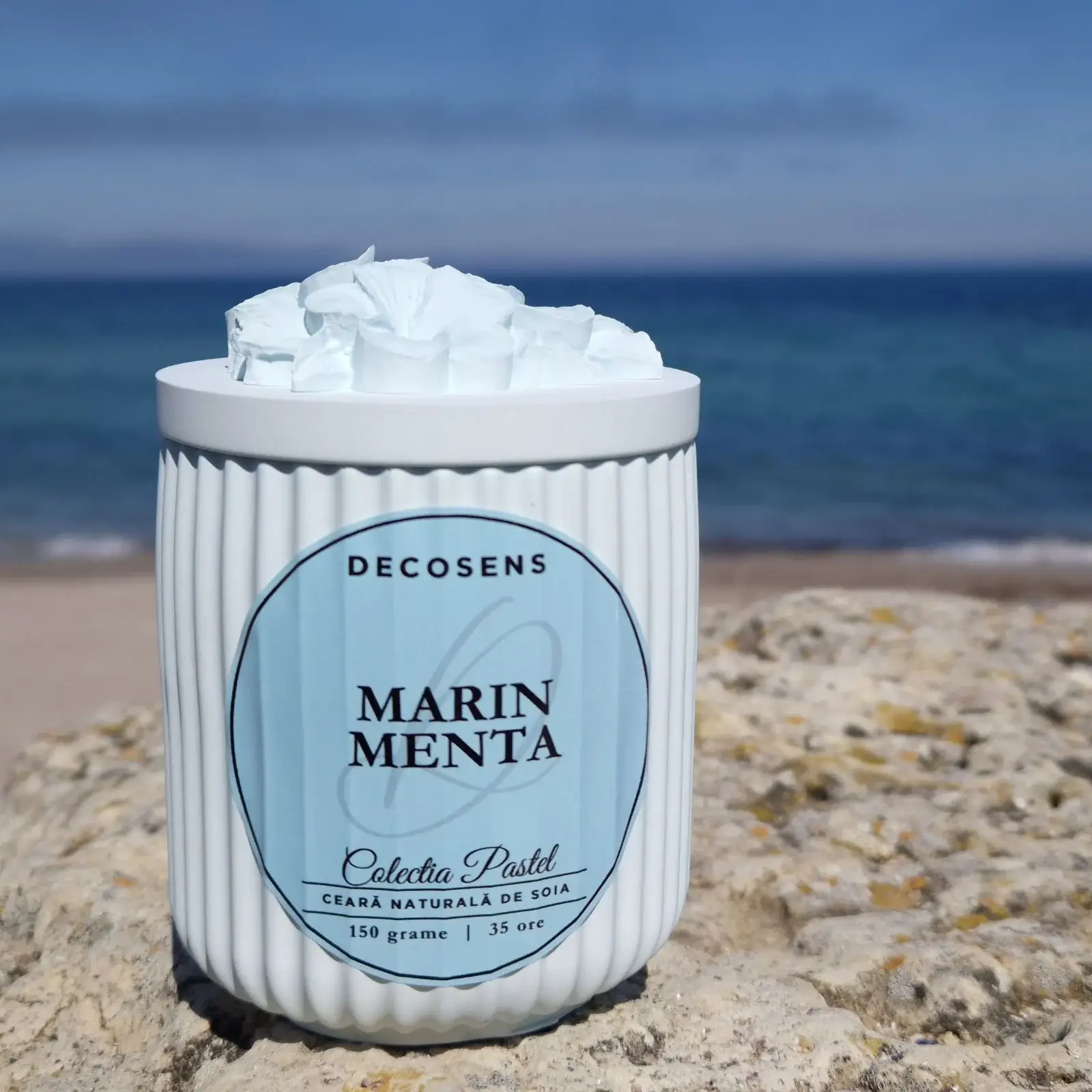 Primavara-Vara - Lumanare Parfumata „Marin - Menta” - Colectia Pastel - 150 gr.