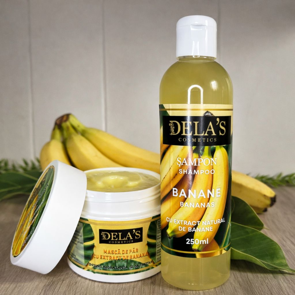 Șampon și mască de banane hidratante pentru păr decolorat sau deshidratat