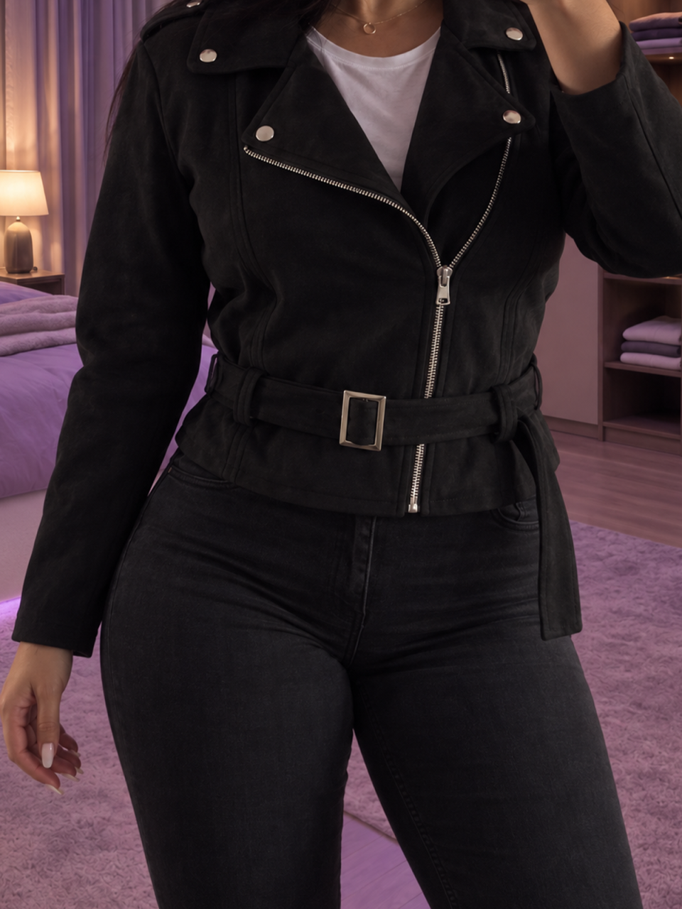 geaca-biker-dama-velur-neagra-curea [2]