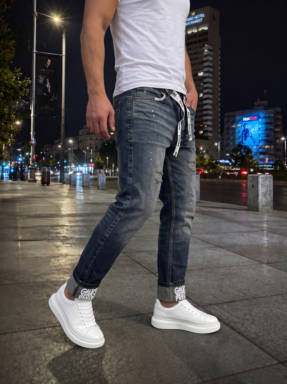 Blugi Slim Fit Dark Blue [3]