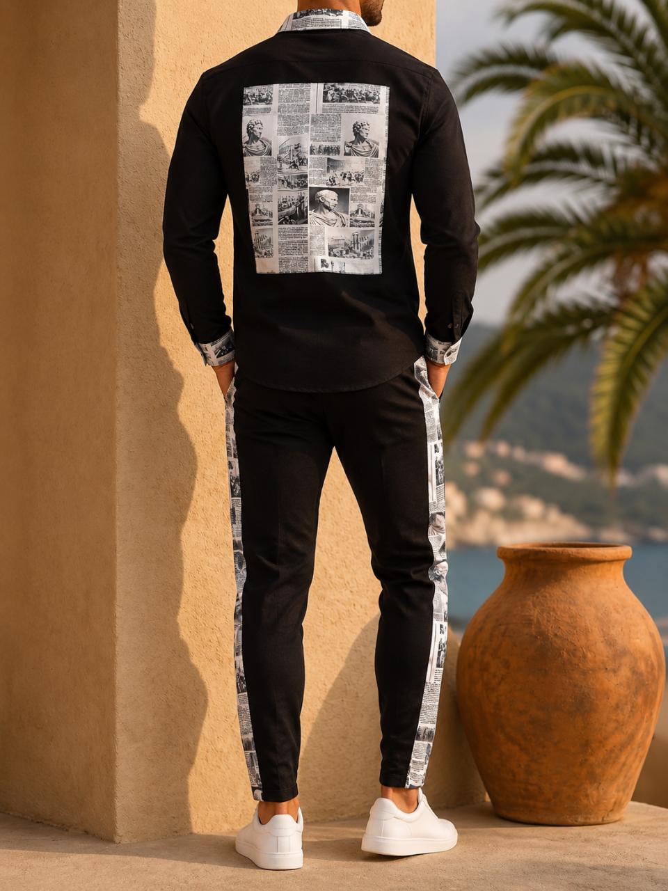 Compleu Casual Negru cu Imprimeu [2]