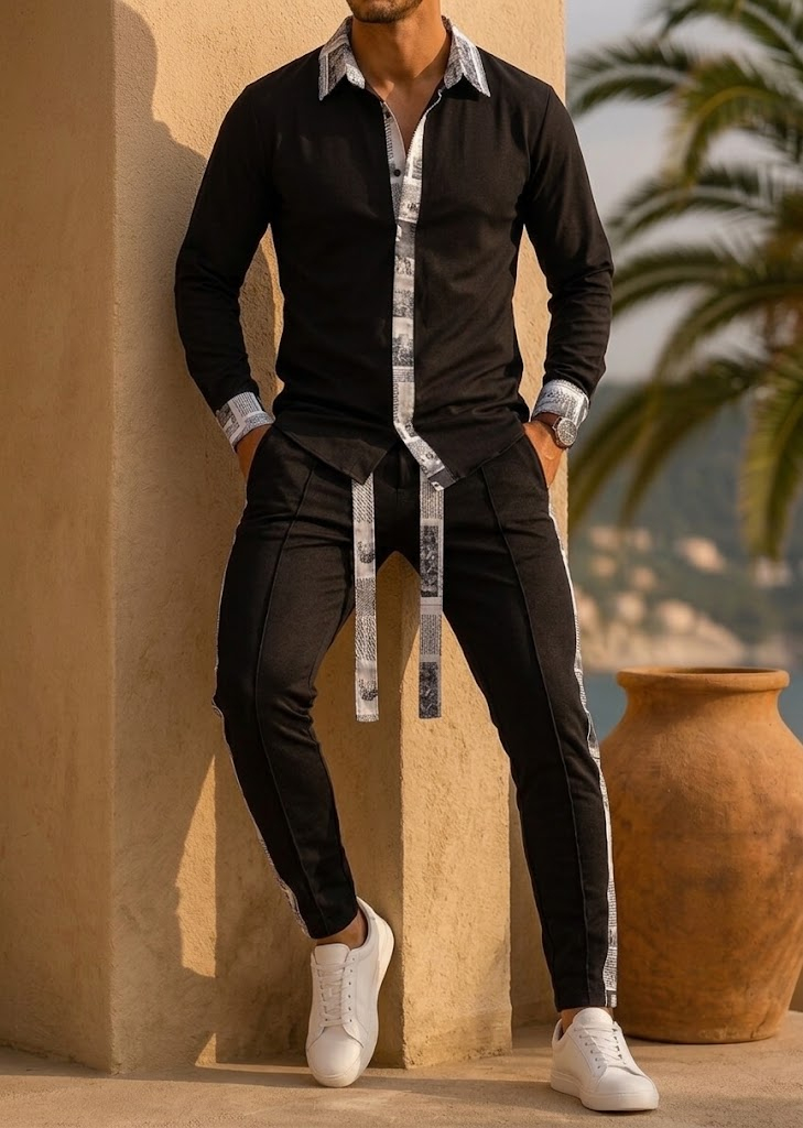 Compleu Casual Negru cu Imprimeu [3]