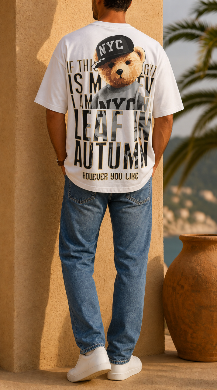 Tricou Oversize Alb - Teddy Bear [2]