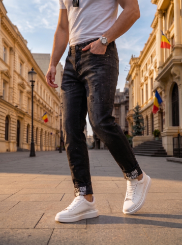 Blugi pentru bărbați - Blugi Negru GM Denim Elastic