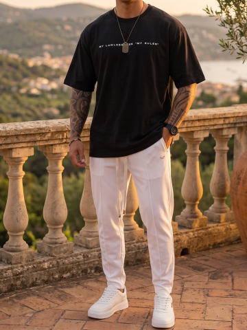 Tricouri pentru bărbați - Tricou Oversize Negru - "My Rules"