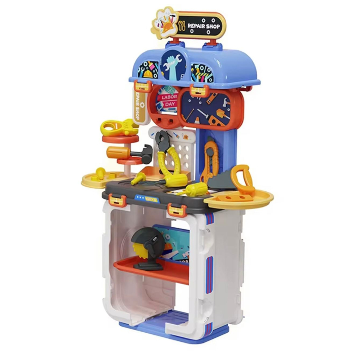 Atelier Mecanic Set 2 în 1 pentru copii, set de joaca pentru copii, trusa reparat, cutie portabilă + banc de lucru, 42 piese, 67.5 cm [2]