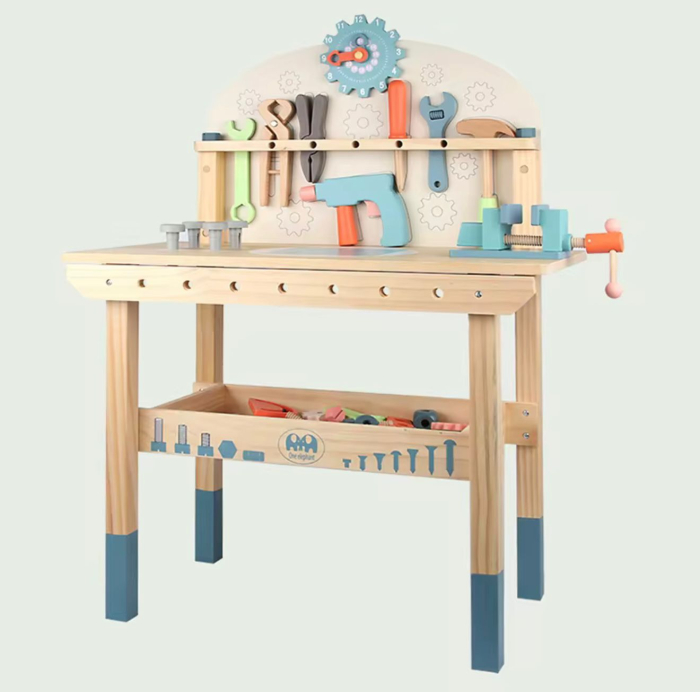 Atelier, Set de lucru din lemn cu unelte – set educativ copii, banc de lucru 59.5x29.7x79.5 cm, accesorii multiple, set unelte 79.5 cm 3+ ani [3]
