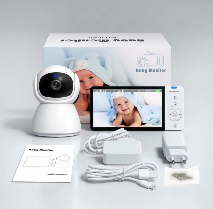 Baby Monitor Cameră de supraveghere pentru Bebeluși Denn Store, Ecran LCD 5”, 1080P, Cameră Rotativă Sus-Jos și Stânga-Dreapta cu Zoom, Baterie 5000mAh, Rază 300m, Vedere Nocturnă, Mod VOX, Monitoriza [5]