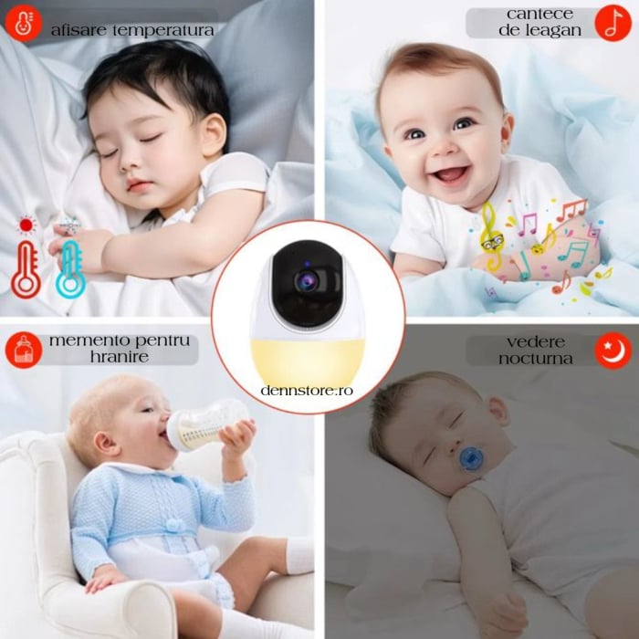 Camera de supraveghere bebelusi 2 in 1 Baby Monitor 2in1 Wifi 4,3 inch Night Vision cu lampa de veghe incorporata [4]