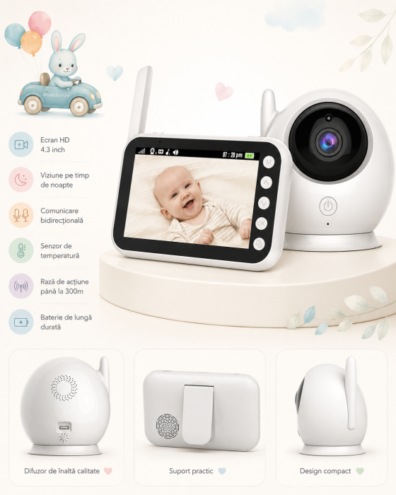 Camera de supraveghere Bebelusi - baby Monitor 4,3 inch HD 2,4G wifi Night Vision [3]