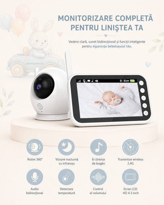 Camera de supraveghere Bebelusi - baby Monitor 4,3 inch HD 2,4G wifi Night Vision [7]