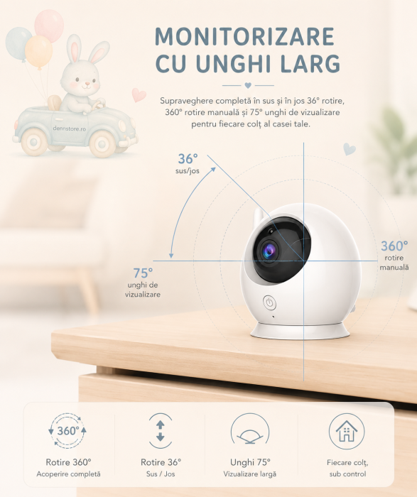 Camera de supraveghere Bebelusi - baby Monitor 4,3 inch HD 2,4G wifi Night Vision [8]