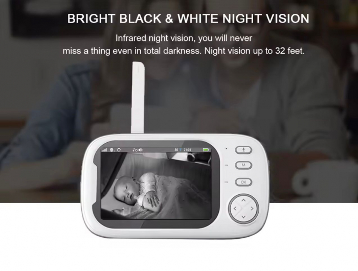 Camera de supraveghere Baby Monitor LCD 3.5 inch cu Night Vision & Funcții Multiple Denn Store [3]