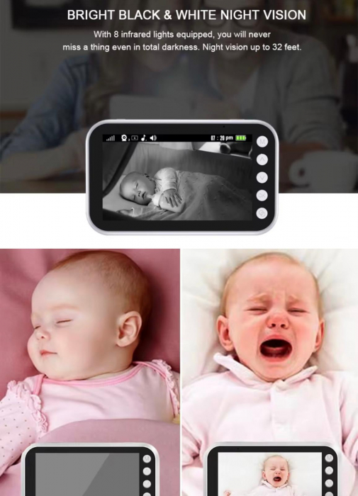 Camera de supraveghere Bebelusi - baby Monitor 4,3 inch HD 2,4G wifi Night Vision [7]
