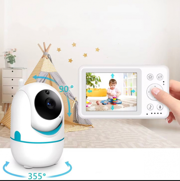 Camera de supraveghere Baby Monitor Wifi LCD de 3,2 inch cu Cameră Rotativă și Funcții Multiple [2]