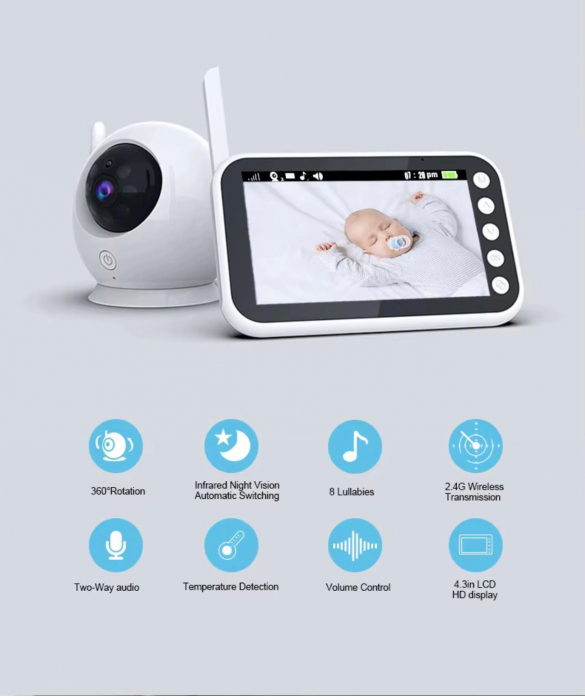 Camera de supraveghere Bebelusi - baby Monitor 4,3 inch HD 2,4G wifi Night Vision [4]