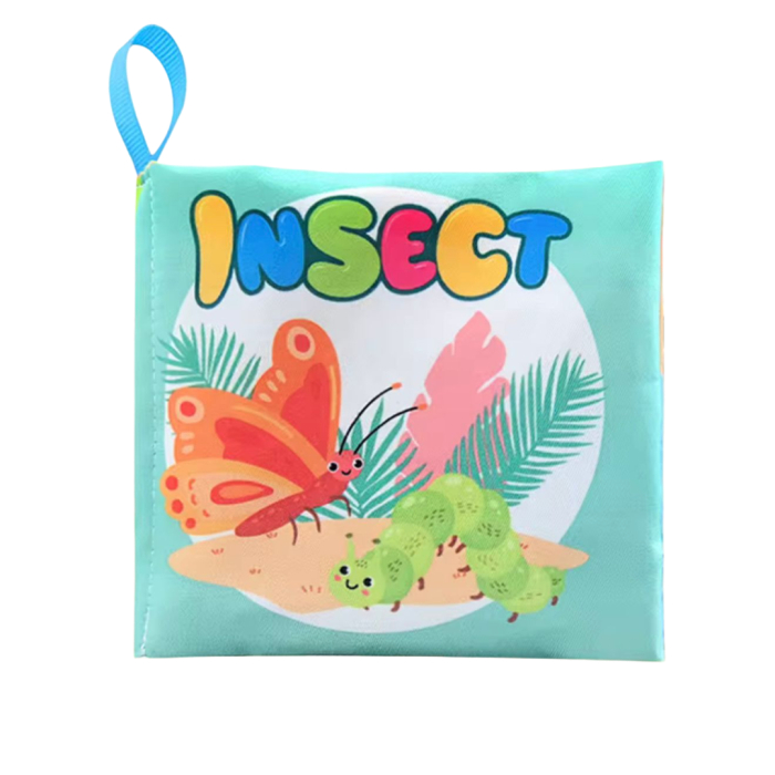 Carte senzoriala din material textil pentru bebelusi,  educationala, cu insecte,  din material sigur non-toxic [1]