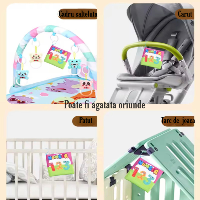 Carte senzoriala din material textil pentru bebelusi,  educationala, cu numere,  din material sigur non-toxic [4]