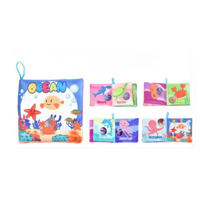 Carte senzoriala din material textil pentru bebelusi,  educationala, cu Ocean,  din material sigur non-toxic [2]