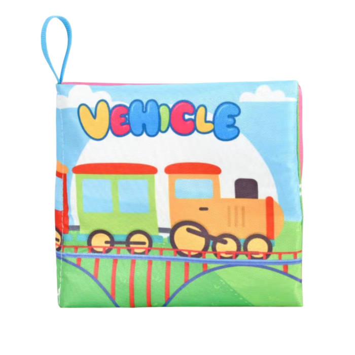 Carte senzoriala din material textil pentru bebelusi,  educationala, cu Vehicule,  din material sigur non-toxic [1]