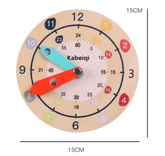 Ceas educațional din lemn pentru copii — Joc interactiv pentru învățarea orei 3 ani+ [4]