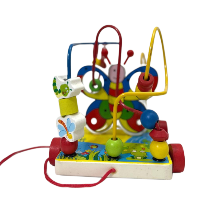 Centru de joacă cu traseu pentru mărgele Fluture – Jucărie educativă din lemn pentru copii 12 luni+ [3]