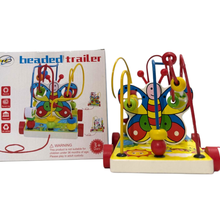 Centru de joacă cu traseu pentru mărgele Fluture – Jucărie educativă din lemn pentru copii 12 luni+ [1]