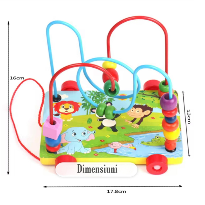 Centru de joacă din lemn cu traseu pentru mărgele – Jucărie educativă din lemn pentru copii 12 luni+ [2]