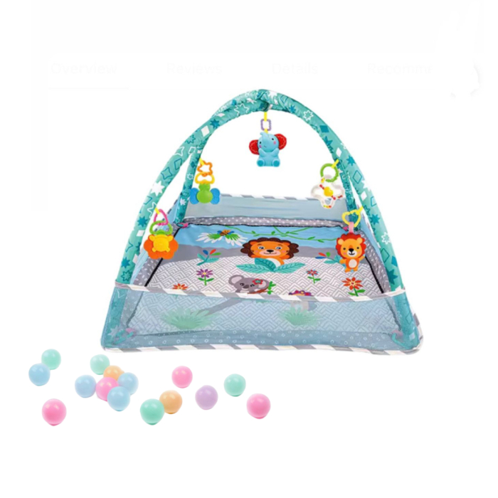 Centru de joacă pentru bebeluși cu 15 bile colorate și 5 jucării suspendate, salteluta si tarc de joaca multicolor pentru bebelusi 0+ luni [1]