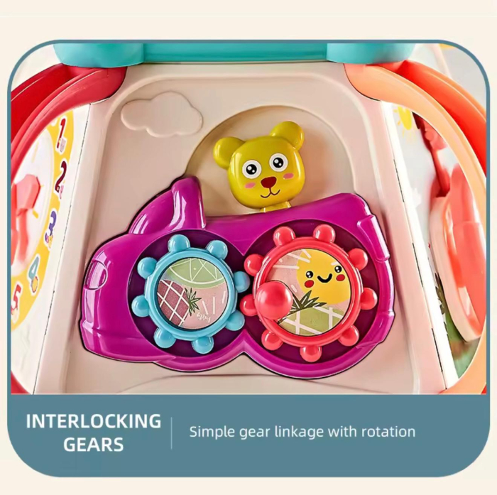Centru educațional interactiv 7-în-1 pentru bebeluși – Magic Activity Box,  sunete, roți , mărgele și activități Montessori 6 luni+ [5]