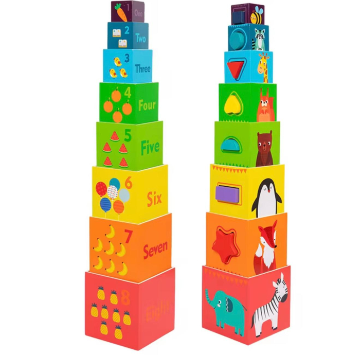 Cuburi din lemn, Joc educativ pentru copii – numere, forme și animale 1+ ani [2]