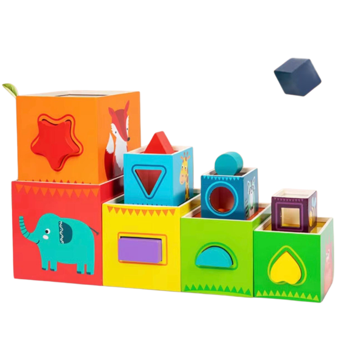 Cuburi din lemn, Joc educativ pentru copii – numere, forme și animale 1+ ani [1]
